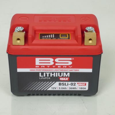 Bs Battery BSLi-02 MAX Lithiumbatterij - 3Ah - 12.8V - rood