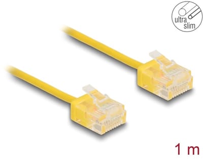 Delock RJ45 Network Cable Cat.6 UTP Ultra Slim 1 m yellow with short plugs