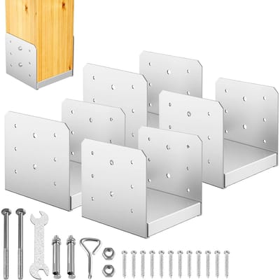 6 "x 6" Post Base, 4 stuks roestvrij staal verstelbare paal anker beugel (intern 5,5 x 5,5), verstelbare paal basis voor paviljoen dek veranda leuning leuning ondersteuning decoratieve anker