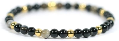 Heaven Eleven KIDS - meisjes - armband - edelsteen - zwart - agaat - mix - 4mm