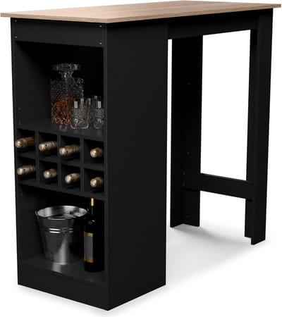 Bartafel 110 cm – Staande keukentafel van massief hout – Rechthoekige bistro & bar tafel – Hoge keuken bartafel – Met 3 verstelbare legplanken – Melamine coating