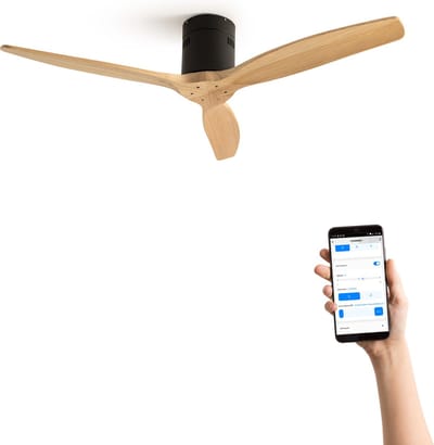 CREATE - Plafondventilator 40W silent Ø132 cm - Met Wifi - Met Afstandsbediening - 6 Snelheden - Timer - Zomer/Winter functie - Zwart - WIND CALM