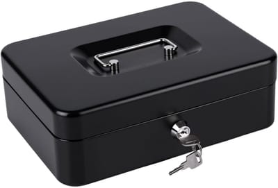 longziming -Geldkassette - Geldbox - Veiligheidsdoos - Persoonlijk Sleutelslot - Uitneembaar Vak - Staal - Anti-corrosie Coating - Licht En Draagbaar - 1 Stuk