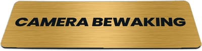 Deurbordje Goud-look met tekst camera bewaking - Formaat 150 x 50 mm x 1,6 mm - Zelfklevend | Luxe uitstraling | Geborstelde Gouden toplaag | Gratis Verzending | Decoporta