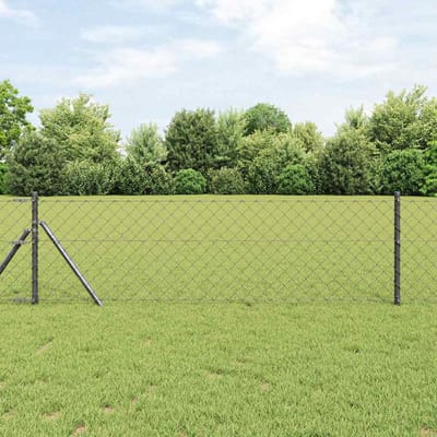 vidaXL - gaashek - met - grondbevestiging - 10 - x - 0,4 - m - PVC-Coated - Staal - Grijs
