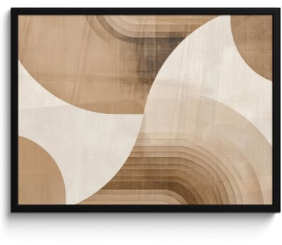 Poster in lijst - Fotolijst 80x60 cm - Posters - Retro - Geometrische lagen - Aardetinten - Posterlijst zwart - Decoratie - Wanddecoratie woonkamer - Muurdecoratie slaapkamer