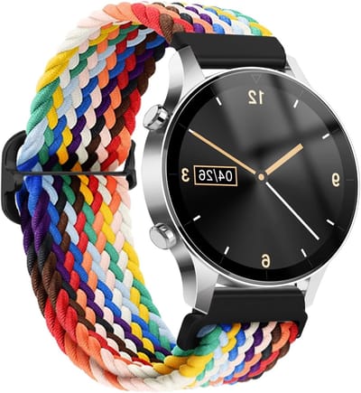 Nylon gevlochten elastische armband voor horloges en smartwatches - 19.5x2.1x1.2cm, stijlvol en comfortabel