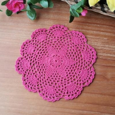 Dailygoods- Placemat Handgemaakt - Ronde Placemat - Katoenen Tafelmat - 20 cm - Vintage Gehaakt Kant - Decoratie voor Eetkamer