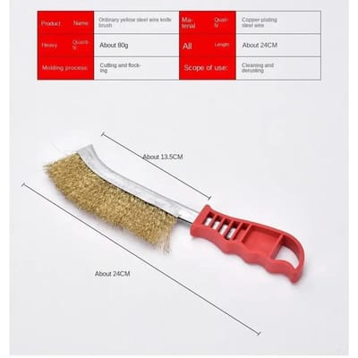 Multifunctioneel Gereedschap Staalborstel Koperen Plating (Roestvrijstalen Borstel, 1 STUKS) Keuken Gril Speciale Plaat met Lange Steel Roestverwijdering