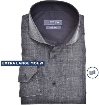 Ledub modern fit overhemd - mouwlengte 72 cm - donkerblauw - Strijkvriendelijk - Boordmaat: 38
