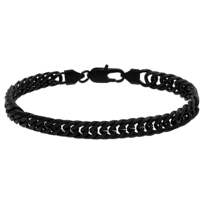 Lucardi - Heren Stainless steel herenarmband gourmet schakel zwart - Armband - Staal - Zwart - 19 cm