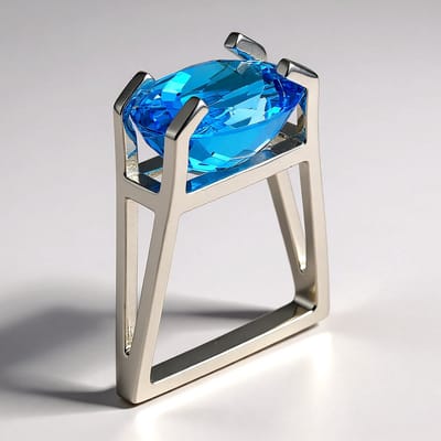 Cavill - Marambaia Topaas Ring - 925 Sterling Zilver - 10,26 Karaat Ovaal - Braziliaanse Edelsteen - Modern Geometrisch Design - Minimalistisch