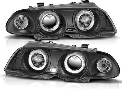 Koplampen dual halo rims BMW E46 05 98-08 01 ANGEL EYES ZWART