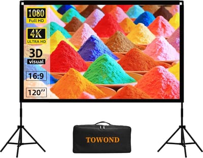 Projectorscherm met standaard - Draagbaar filmscherm - Buitenfilms kijken - Kreukvrij en opvouwbaar - 120 inch 16:9