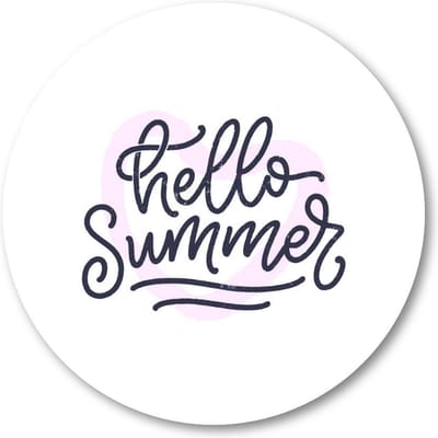 Hello Summer! - Muurcirkel Forex 40cm - Wandcirkel voor binnen - Besteposter - Tekstposters