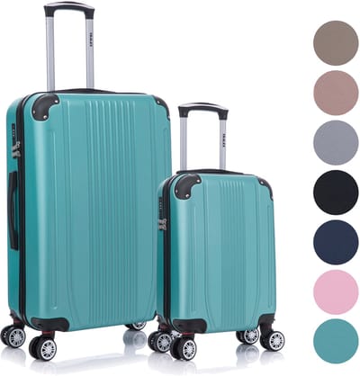 TRALEX - Levante - 2 Delig kofferset - 27L&73L - Kleine handbagage - 27L - Medium koffer - 73L - ABS - Harde schaal - Cijferslot - Lichtgewicht - Flexibel - Duurzaam - Stille (rubberen) wielen - Dubbele spinnerwielen - Lichtgroen