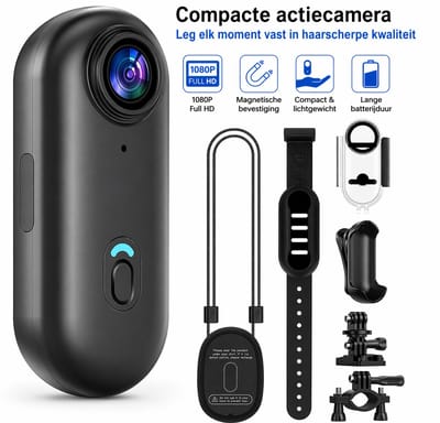 Compacte 4K Bodycam – Inclusief 64GB – Waterdicht & Handsfree – Actiecamera voor Sport, Reizen & POV