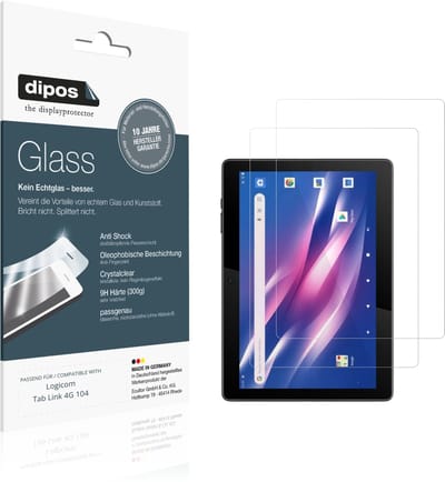 dipos – 2x Pantserfolie geschikt voor Logicom Tab Link 4G 104 | 9H Screenprotector