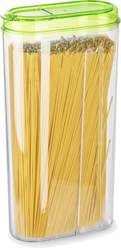 Plasticforte Voedselcontainer strooibus - transparant/groen - 2350 ml - kunststof - 15 x 8 x 30 cm - voorraadpotten