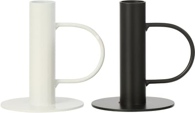 J-Line kandelaar - ijzer - zwart/wit - large - set van 2