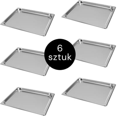 MEGA-M Gastronorm - GN 2/3 Set van 6 stuks - 353x325x20 mm - Roestvrij Staal