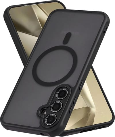 Casemania Hoesje Geschikt voor Samsung Galaxy S23 - Zwart - Matte Armor Back Cover - Geschikt voor MagSafe