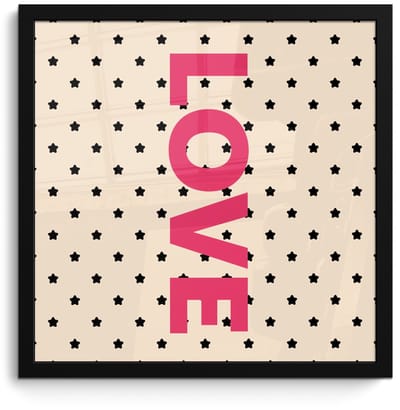 Poster in lijst - Fotolijst 40x40 cm - Posters - Love - Stippen - Roze - Posterlijst zwart - Decoratie - Wanddecoratie woonkamer - Muurdecoratie slaapkamer