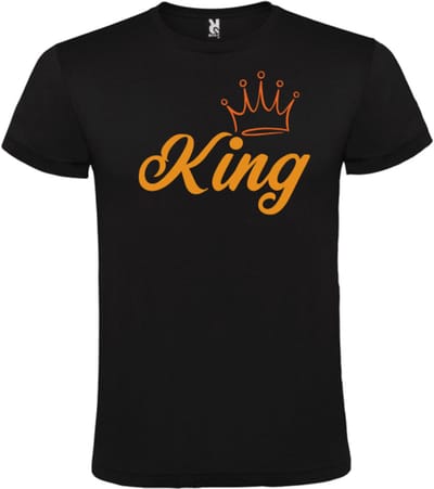 Koningsdag T-shirt Zwart - Maat S - King - Feestelijke Oranje Stijl