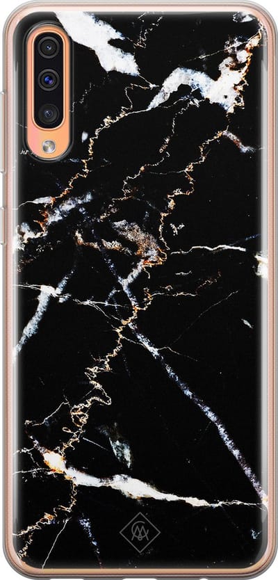 Casimoda® hoesje - Geschikt voor Samsung A50/A30s - Marmer Zwart - Backcover - Siliconen/TPU - Zwart
