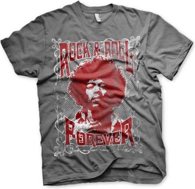 Jimi Hendrix Heren Tshirt -XL- Rock 'n Roll Forever Grijs