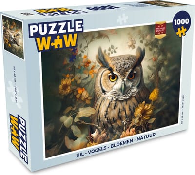 Puzzel Uil - Vogels - Bloemen - Natuur - Legpuzzel - Puzzel 1000 stukjes volwassenen