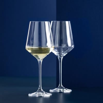 Witte Wijnglazen Set van 2 – 450 ml – Elegant Design met Getrokken Steel – Luxe Drinkglazen voor Witte Wijn