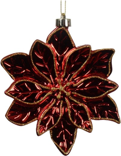 Kersthanger Poinsettia kunststof rood