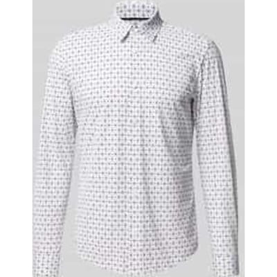 Slim fit zakelijk overhemd met all-over motief, model 'P-ROAN'