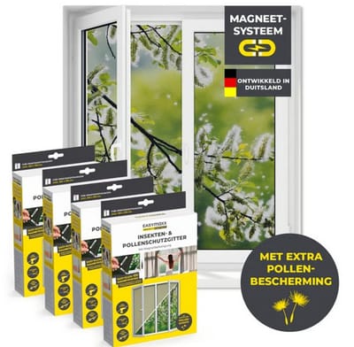 EASYmaxx Insect Protect insecten- & pollenhor | met magnetische bevestiging | vliegenhor raam | pollenhor | voor ramen tot 130 x 150 cm, zwart, 4 stuks