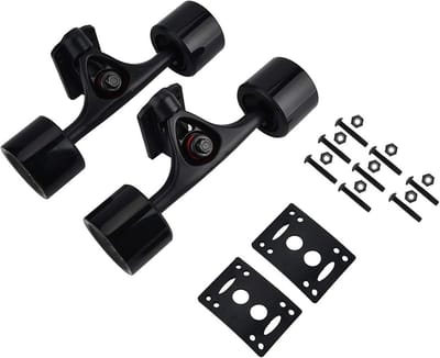 Skateboard Onderdelen Set - Trucks Wielen - Skateboarden Repareren - ABEC-9 Lagers - 1024 Inch - Zwart