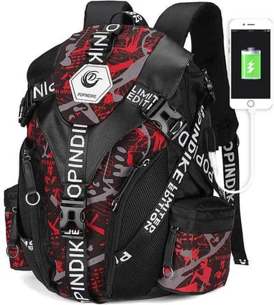 Rugzak met grote capaciteit/Kever moderugzak/Oxford stoffen waterafstotende rugzak/computertas/48*20*40CM 38L - Zwart Rood