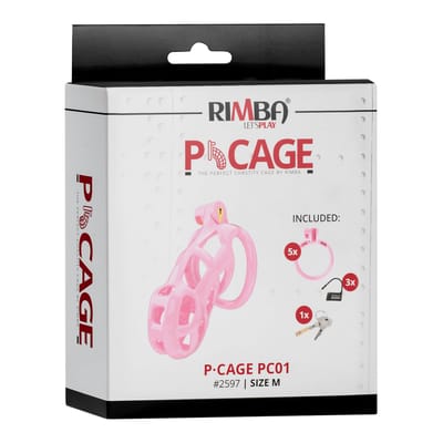 Rimba Toys - P-Cage PC01 - Kunststof Kuisheidskooi - Peniskooi - Chastity - Roze - Verkrijgbaar in 3 maten