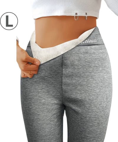 Nivard Warme Panty - Fleece Panty - Winter Panty - Thermo Panty - Legging - Stretch - Dames Kleding - Grijs - Maat L