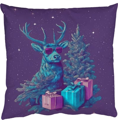 Sierkussens - Kussentjes Woonkamer - 50x50 cm - Rendier - Zonnebril - Neon - Kerstboom