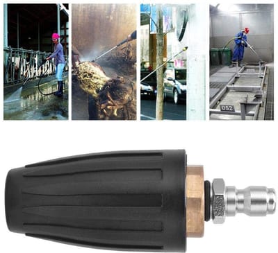 Dailygoods- Hogedrukreinigermondstuk 3600 PSI - Instelbaar Roterend Turbomondstuk - Snelaansluiting 1/4 inch - Messing/Rubber/Keramiek - Hoge Snelheid Rotatie - Reinigingsmondstuk