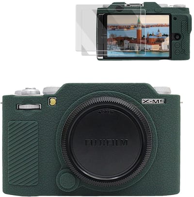 Dailygoods - VOVMOEYA Siliconen hoes voor Fujifilm XM5 X-M5, accessoires voor Fujifilm XM5 X-M5, met 2 stuks 0,25 mm ultradunne schermbeschermer voor Fujifilm XM5 X-M5 camera