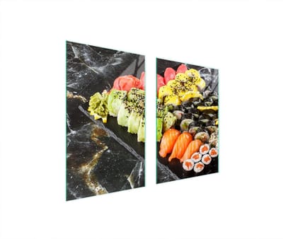 TMK ArtDeko - Glazen Beschermplaat - 65x52 - Sushi - Glazen Snijplank