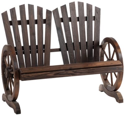 Tuinbank met armleuningen, zitbank, tuinmeubel, rustieke bank, massief hout, donkerbruin, 108 x 66 x 95 cm