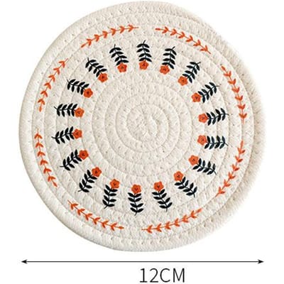 Katoen en Linnen Geweven Isolatie Ma Nordic Stijl Huishoudelijke Maaltijdmat Kom Aardewerk Pot Theekop Mat Anti-Brandwonden Tafelmat 1pcs white