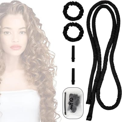 Dailygoods - Heatless Curls Band, hittevrije krulspelden, zwart, warmteloze kleine krulstangen hoofdband, geschikt voor alle haartypes en texturen, schouderlengte of langer haar, optimale resultaten.