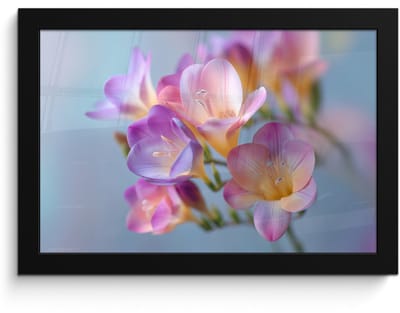 Poster in lijst - Fotolijst 30x20 cm - Posters - Bloemen - Paars - Overloop - Meeldraden - Posterlijst zwart - Decoratie - Wanddecoratie woonkamer - Muurdecoratie slaapkamer