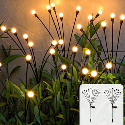 2 Solar tuinverlichting - solar tuinverlichting - solar buitenlamp - Vuurvliegjesverlichting - Terrasverlichting - Waterdichte sfeerverlichting - PP - Zwart
