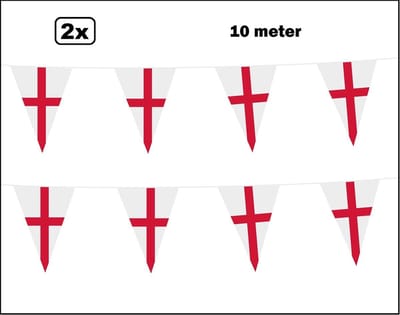 2x Vlaggenlijn Engeland 10 meter - festival thema feest fun