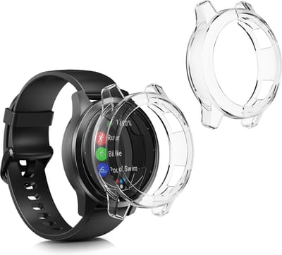 kwmobile 2x Hoes voor geschikt voor Garmin Vivoactive 4S - Siliconenhoes voor sporthorloge transparant